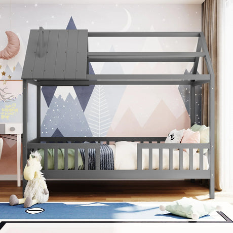 House Bed With Fence - Furniture Home Direct