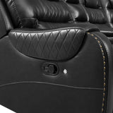 Sectional Sofa Manual Reclining With LED Light Strips Black - Furniture Home Direct