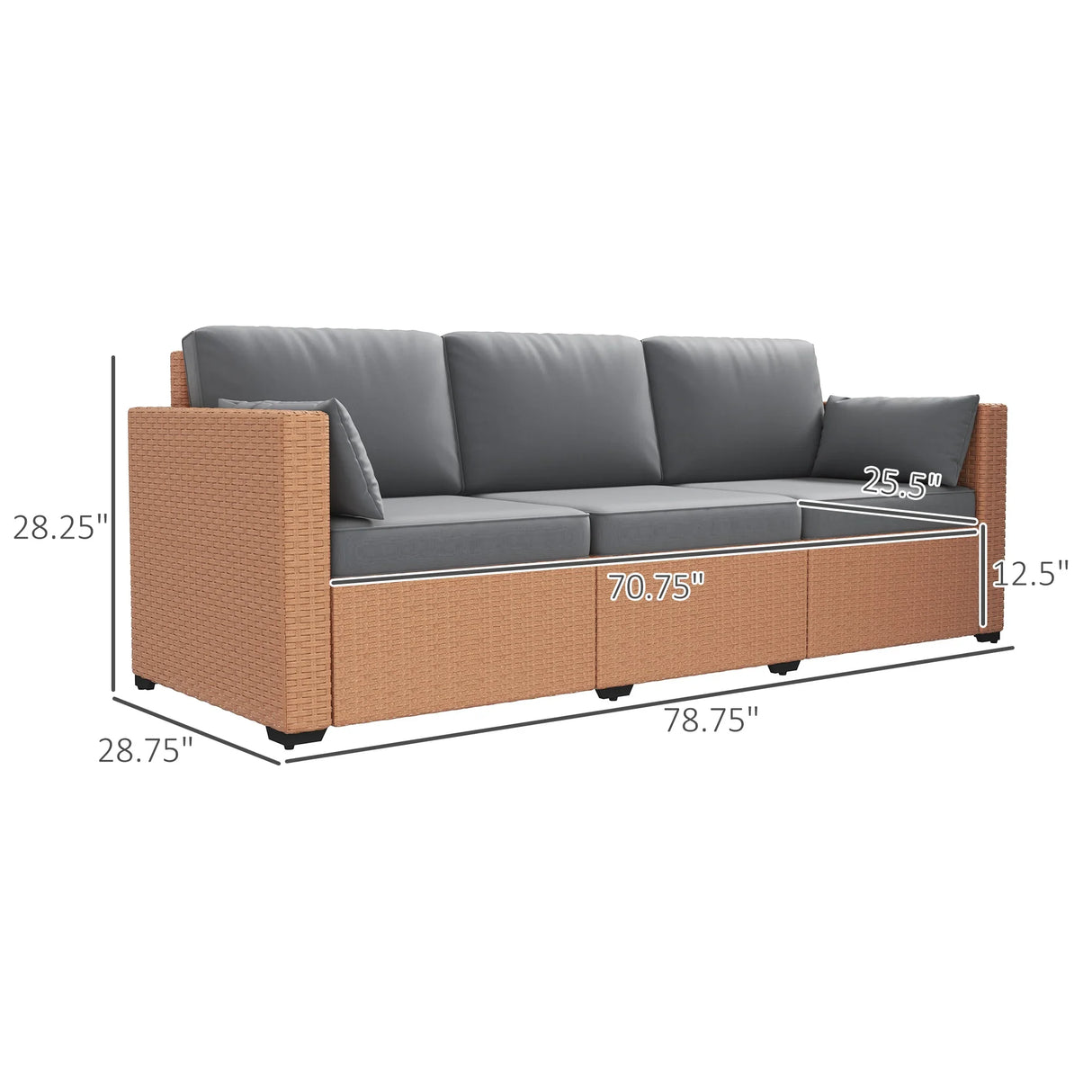 Outdoor Wicker Sofa - Gray - Furniture Home Direct