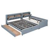 Platform Bed Upholstered Storage Hydraulic Drawers Gray - Furniture Home Direct