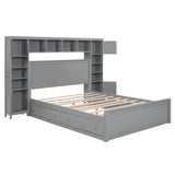 Bed With All In One Cabinet, Shelf And Sockets, Twin Long Trundle - Furniture Home Direct