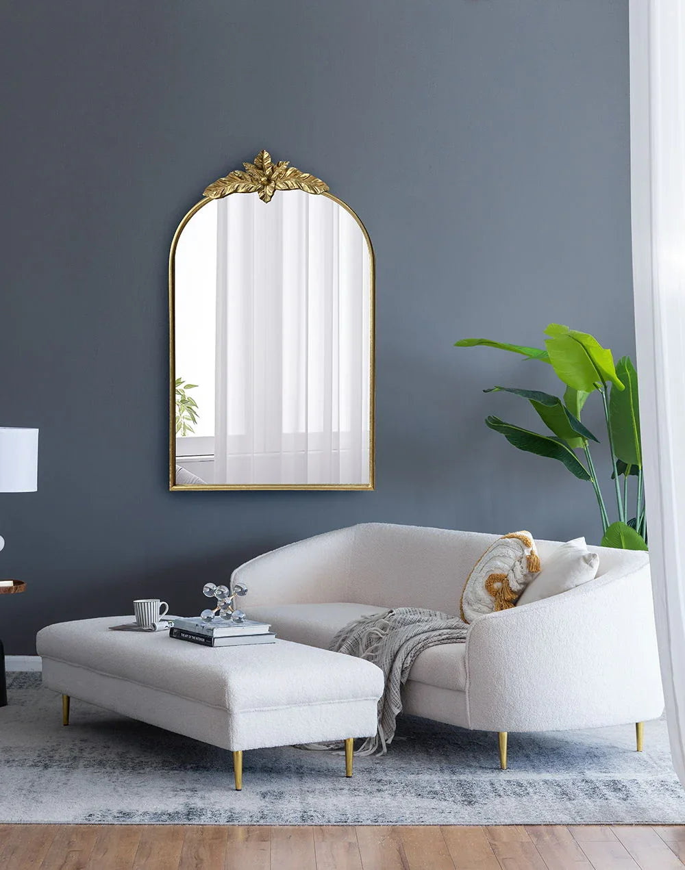 Arched Wall Mirror With Metal Frame, Wall Mirror For Living Room - Furniture Home Direct