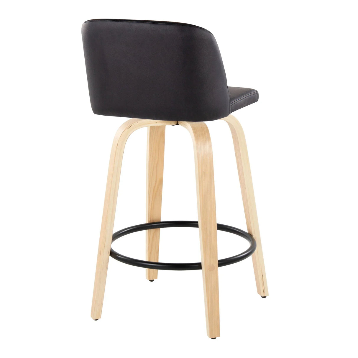 Toriano - Contemporary Modern Fixed Height Counter Stool Swivel With Round Footrest (Set of 2) - Furniture Home Direct
