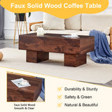 Coffee Table Solid Wood Long Rectangular Dark Walnut - Furniture Home Direct