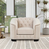 Modern 3-Piece Velvet Upholstered Living Room Set Including Sofa, Love Seat and Chair, Beige - Furniture Home Direct