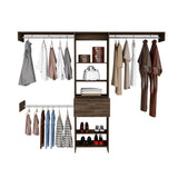 Closet System With Rods Shelves Drawer Modern Dark Walnut - Furniture Home Direct