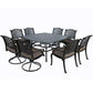 Square 8 Person 63.98" Long Dining Set With Dupione Brown Cushions - Furniture Home Direct