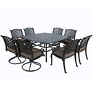 Square 8 Person 63.98" Long Dining Set With Dupione Brown Cushions - Furniture Home Direct