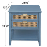 2 Drawer Side Table, Natural Rattan - Furniture Home Direct