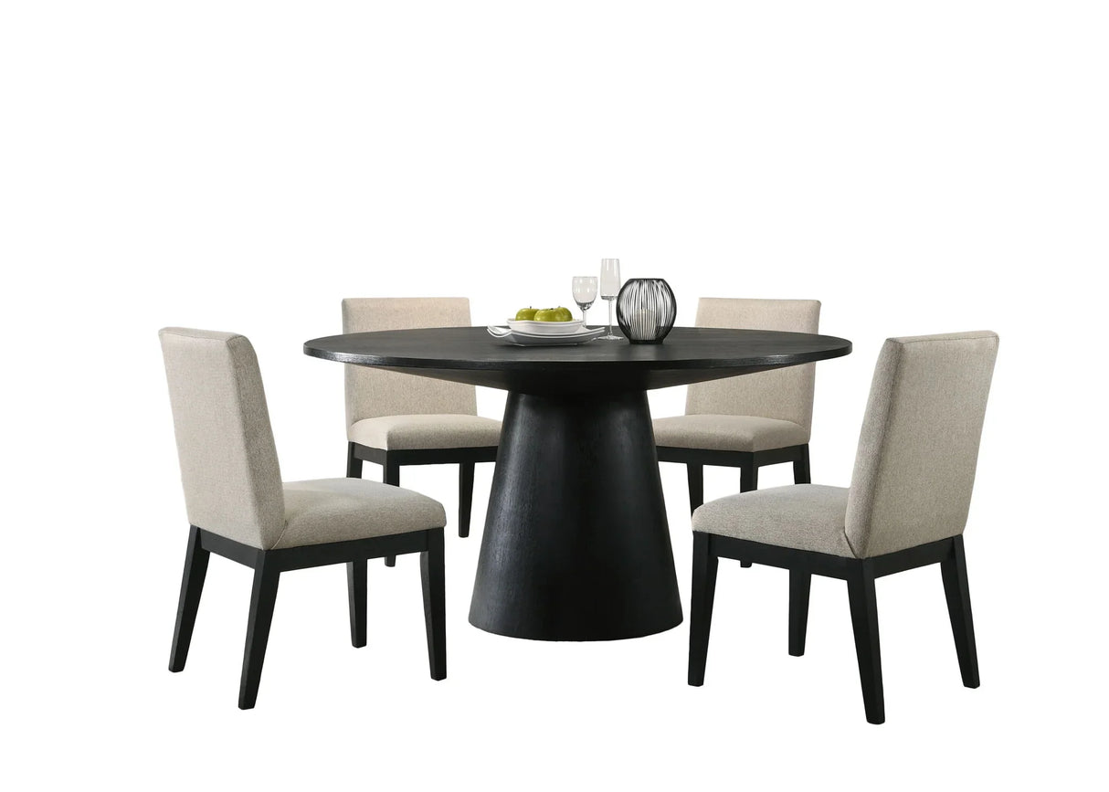 Jasper - Wide Contemporary Round Dining Table Set - Furniture Home Direct