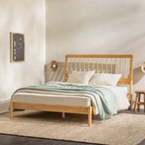 Mid-Century Modern Solid Wood Spindle Bed - Furniture Home Direct