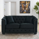 Sofa And Loveseat - Velvet Black - Furniture Home Direct