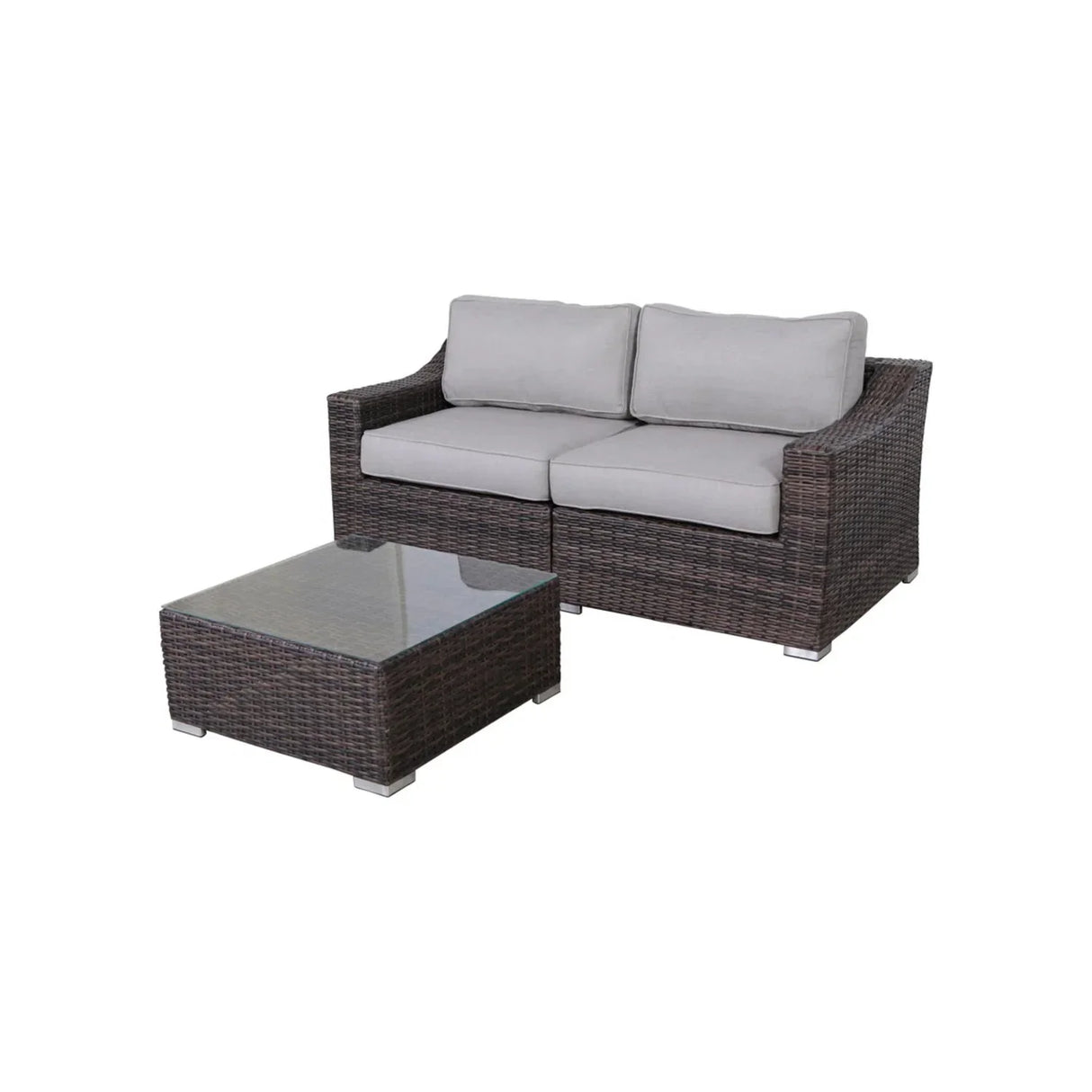 Outdoor Wicker Conversation Set With Cushions, All Weather - Furniture Home Direct