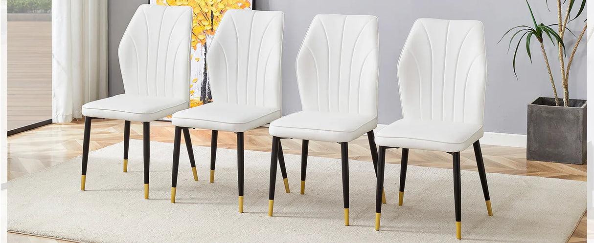 Dining Chairs Set of 4 Modern PU Upholstered Sleek White - Furniture Home Direct