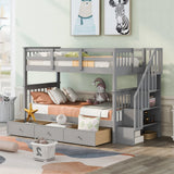 Stairway Bunk Bed With Storage And Guard Rail For Bedroom - Furniture Home Direct