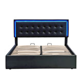 Storage Platform Bed Tufted Upholstered with LED Black - Furniture Home Direct