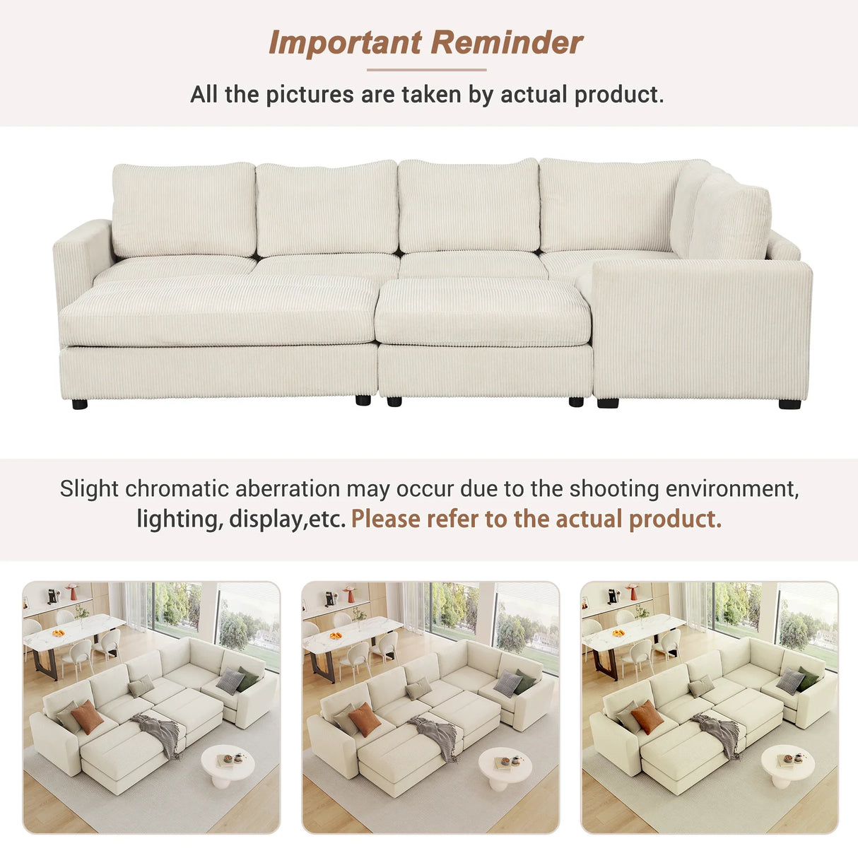 121.3" Modular Sleeper Sectional - Beige - Furniture Home Direct