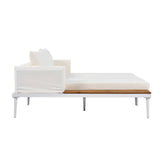 Outdoor Chaise Lounge Modern Cushions Wood Tray Beige - Furniture Home Direct