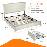 King Bed With Upholstered Headboard And Drawers Beige - Furniture Home Direct