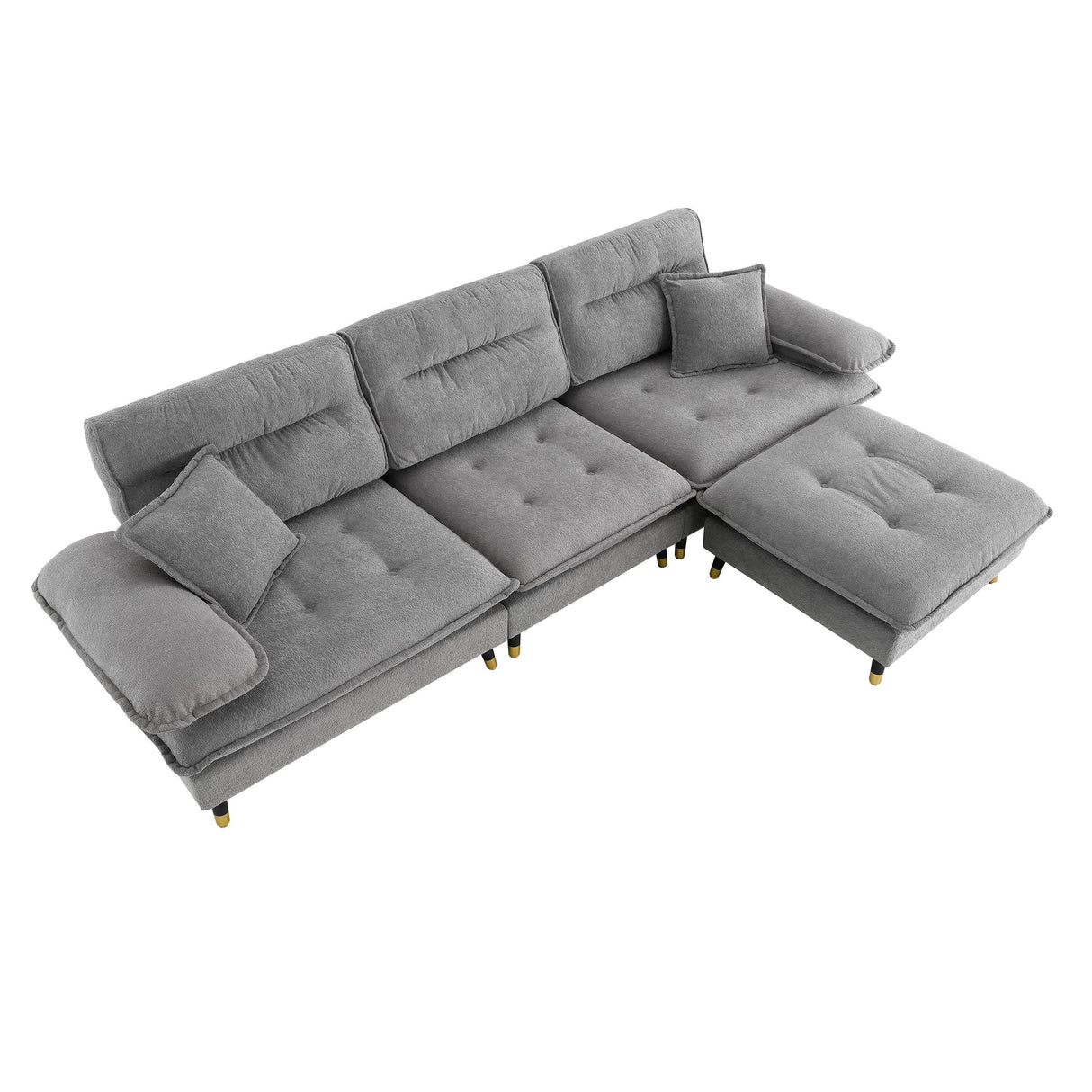 Sectional Sofa Cloud Chenille L Shape With Ottoman Gray - Furniture Home Direct