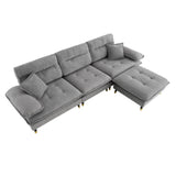Sectional Sofa Cloud Chenille L Shape With Ottoman Gray - Furniture Home Direct
