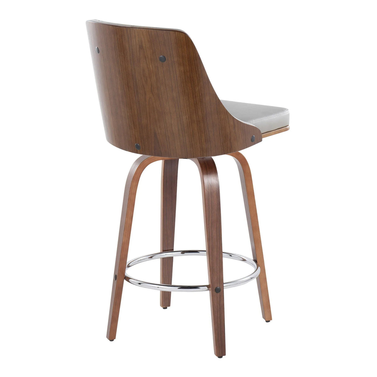 Gianna - Mid-Century Modern Fixed Height Stool With Swivel With Round Footrest (Set of 2) - Furniture Home Direct