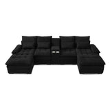 Contemporary U Shaped Sofa With Console And Cupholders - Furniture Home Direct