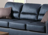 Black Bonded Leather 2 Piece living Room Set (Sofa and Love Seat) - Black - Furniture Home Direct