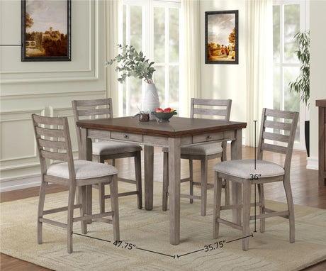Counter Height Two Tone 4 Drawer Dining Table - Gray - Furniture Home Direct