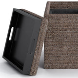 Rockwood - Upholstered Cube Storage Ottoman With Tray - Furniture Home Direct