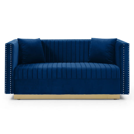 Contemporary Vertical Channel Tufted Sofa Loveseat Modern Upholstered Couch For Living Room With 2 Pillows - Furniture Home Direct
