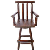 Rustic Bar Stool, Fir Wood Construction, Wide Armrest - Furniture Home Direct