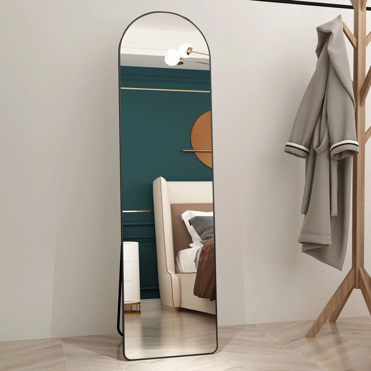 Arched Full Length Mirror With Frame For Bathroom Bedroom ing Store - Black - Furniture Home Direct