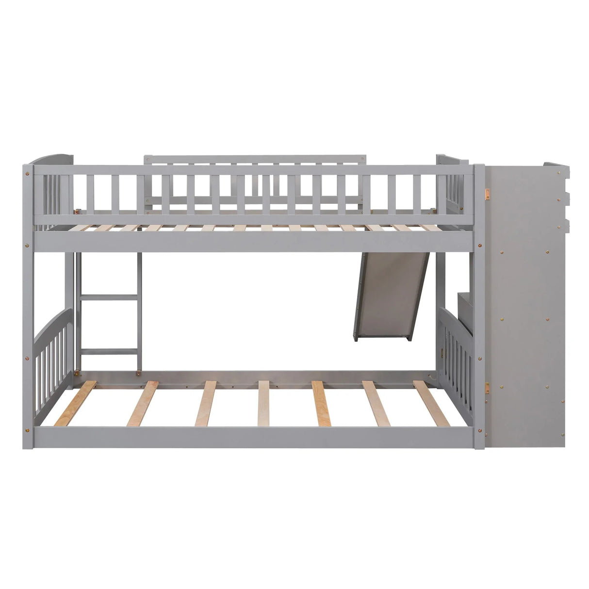 Twin Over Twin Bunk Stairway Bed With 2 Drawers And Slide - Gray - Furniture Home Direct
