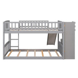Twin Over Twin Bunk Stairway Bed With 2 Drawers And Slide - Gray - Furniture Home Direct