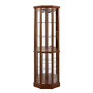 6 Shelf Lighted Corner Curio Cabinet With Adjustable Tempered Glass Shelves And Mirror Back (E26 Light Bulb Not Included) - Furniture Home Direct