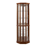 6 Shelf Lighted Corner Curio Cabinet With Adjustable Tempered Glass Shelves And Mirror Back (E26 Light Bulb Not Included) - Furniture Home Direct