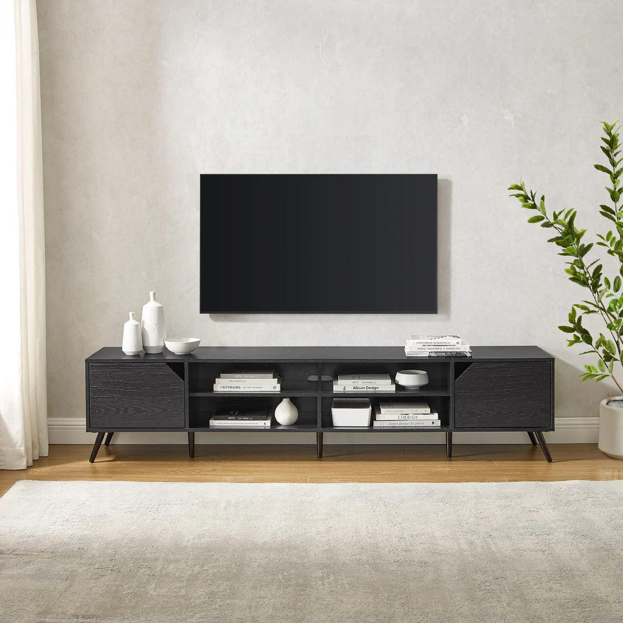 Contemporary 2 Door Minimalist TV Stand - Furniture Home Direct