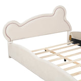 Kids Bed Bear Headboard with BuiltIn Storage Beige - Furniture Home Direct