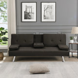 Modern Sofa Bed With Armrest 2 Holders, Wood Frame & Stainless Leg - Furniture Home Direct