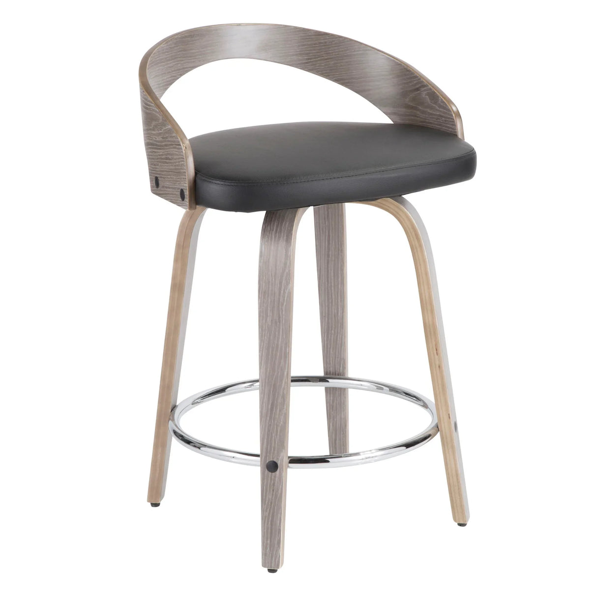 Grotto - Contemporary Fixed Height Counter Stool & Swivel With Round Footrest (Set of 2) - Furniture Home Direct
