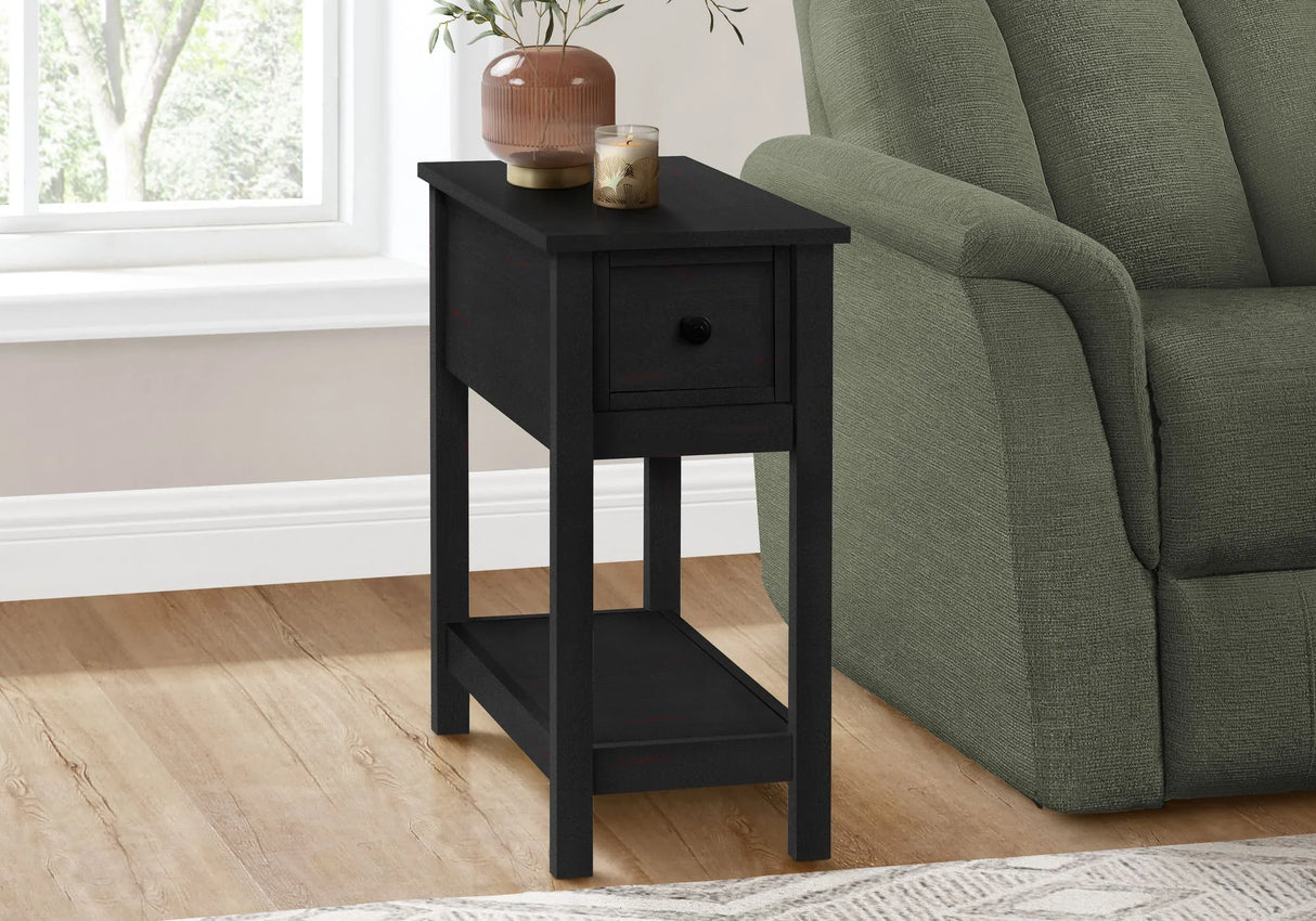 Accent End Table, 2 Tier, Narrow, Lamp, Storage Drawer, Charming Design - Furniture Home Direct