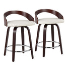 Grotto - Contemporary Fixed Height Counter Stool & Swivel With Round Footrest (Set of 2) - Furniture Home Direct