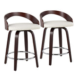 Grotto - Contemporary Fixed Height Counter Stool & Swivel With Round Footrest (Set of 2) - Furniture Home Direct