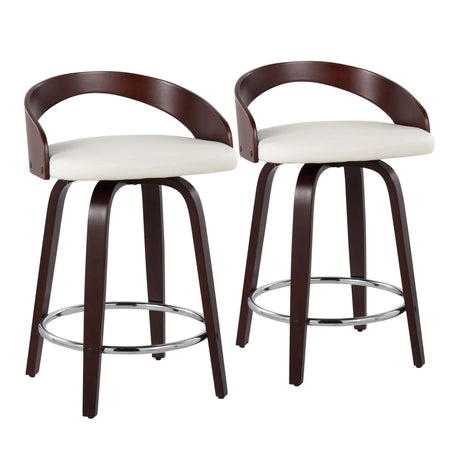 Grotto - Contemporary Fixed Height Counter Stool & Swivel With Round Footrest (Set of 2) - Furniture Home Direct
