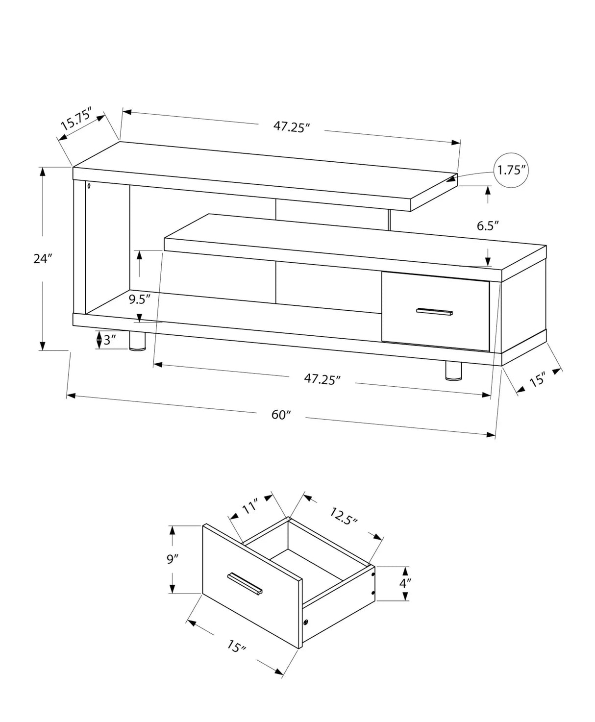 TV Stand, Console, Media Entertainment Center Storage Cabinet, Contemporary & Modern - Furniture Home Direct