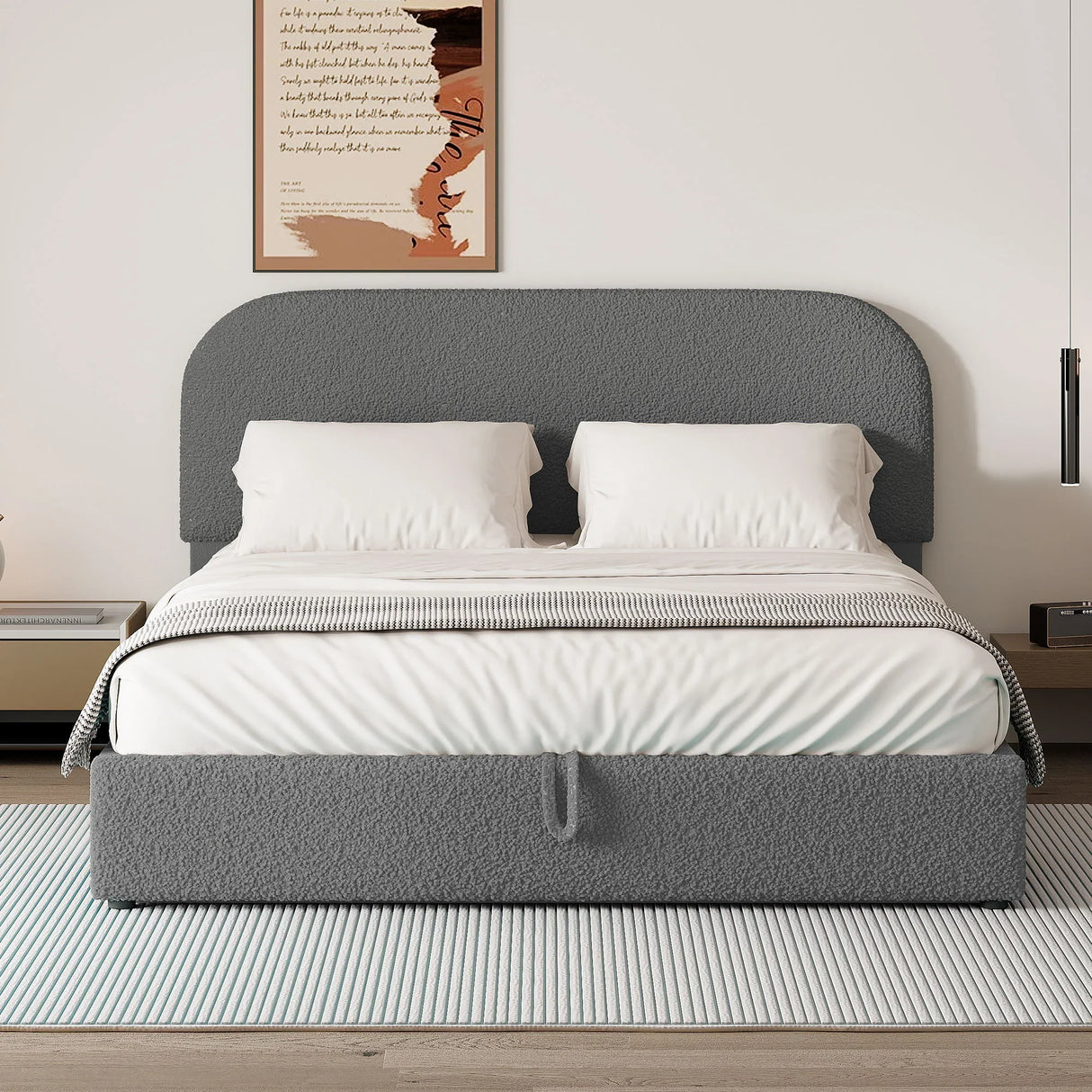 Upholstered Platform Bed With Hydraulic Storage System - Furniture Home Direct