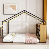 Bed House Frame With Shelves And Lights - Furniture Home Direct