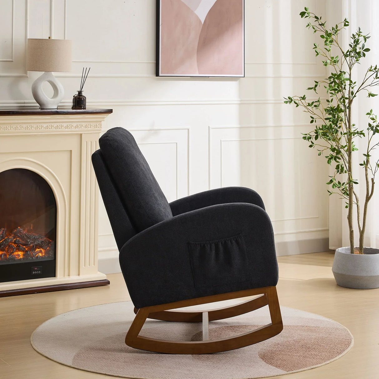 Rocking Glider Chair With High Back And Side Pocket - Furniture Home Direct