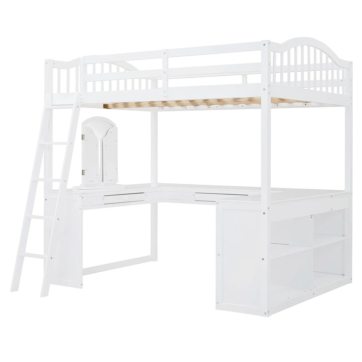 Loft Bed With Drawers, Cabinet, Shelves With Desk - Furniture Home Direct